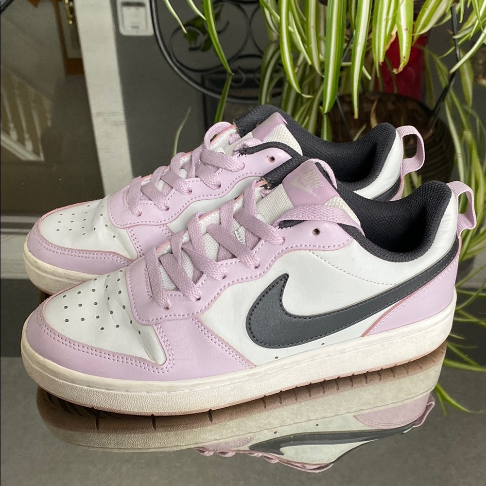 Nike Court Borough Low 2 Girls Shoes Color: Photon Dust/Off Noir-Pink, Size 6